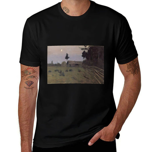 Twilight by Isaac Levitan (1900) Premium  High-quality Stitching T-Shirt