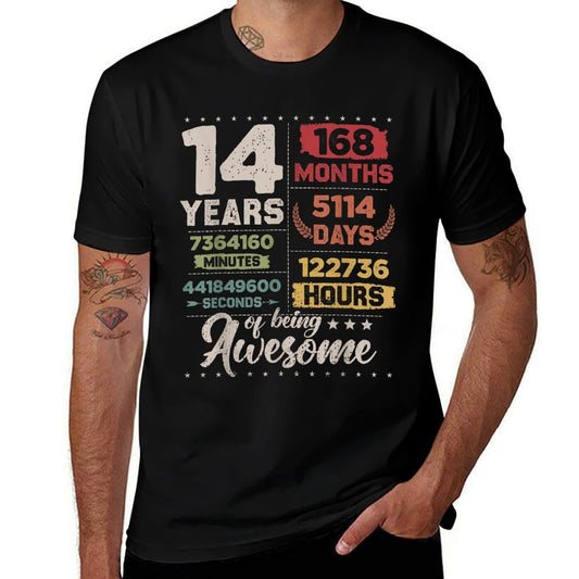14 Years Of Being Awesome Retro Countdown 14th Birthday  Affordable Price T-Shirt