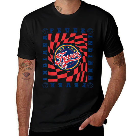 WNBA Indiana Fever Retro Wavy Checkerboard Easy-care T-Shirt