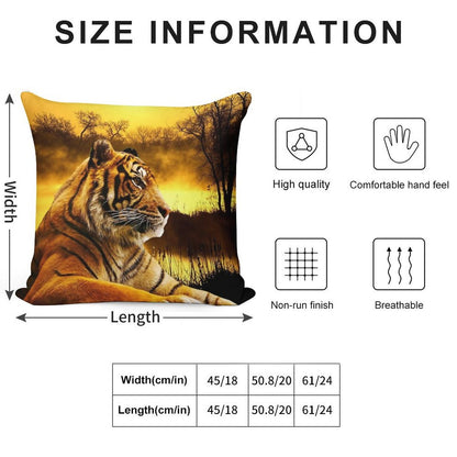 Tiger And Sunset Soft Style Accent Throw Pillow