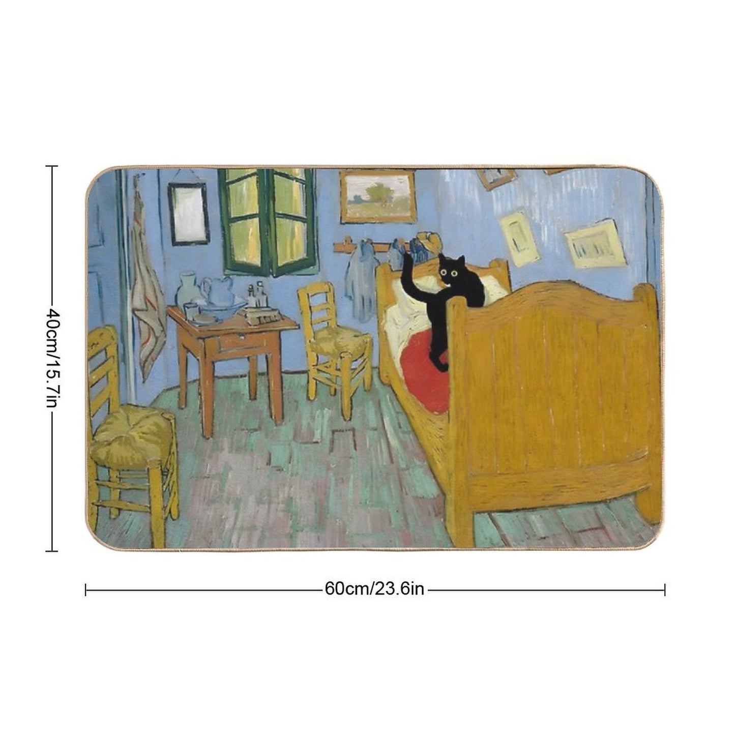 Cat Print Van Gogh Bedroom  Anti-Trip Bath Mat