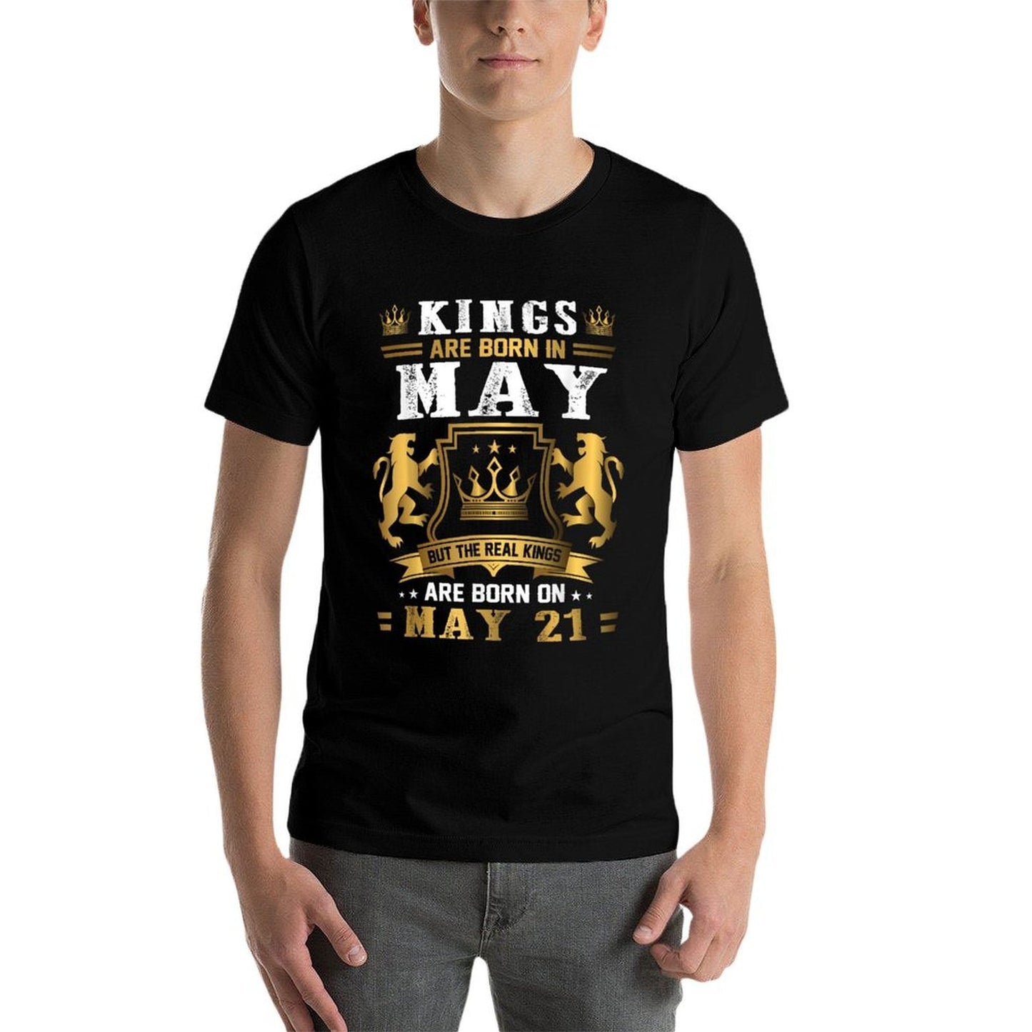 Real Kings Are Born On May 21st Birthday Gift  Rolled Sleeves T-Shirt