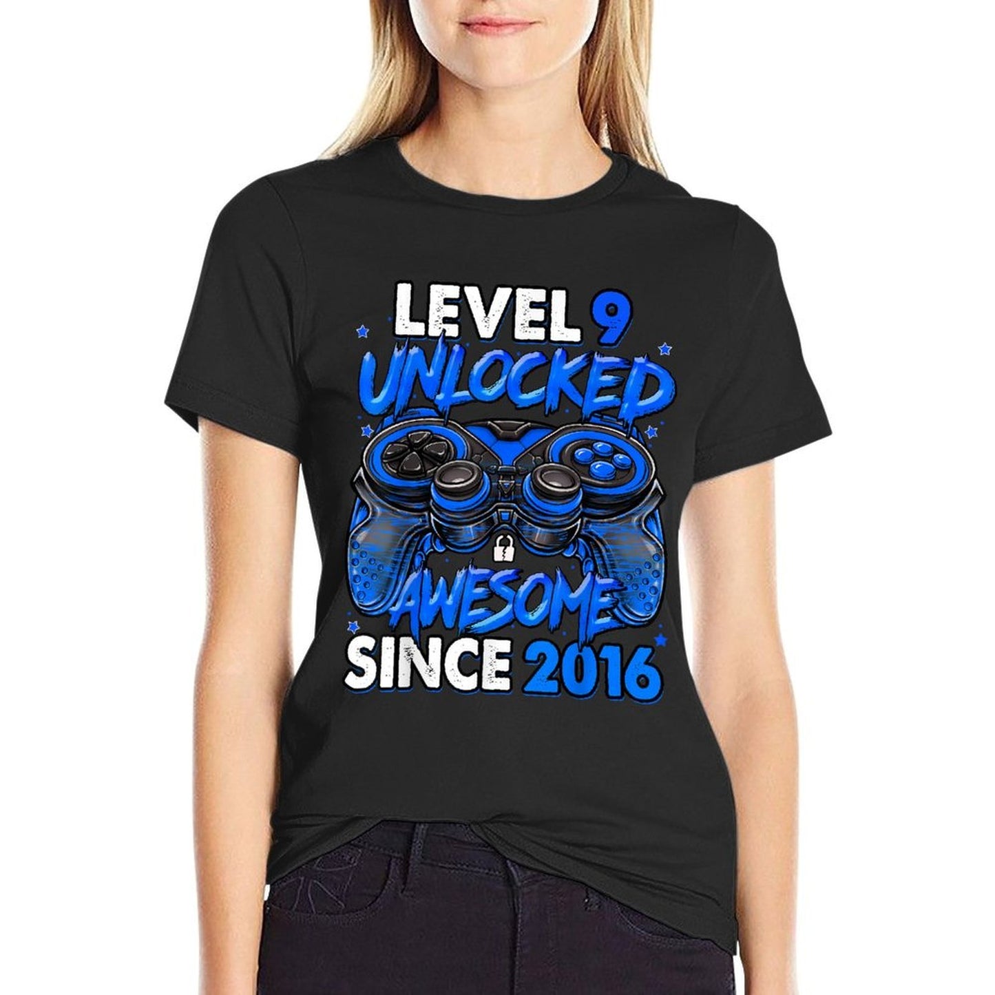 Level 9 Unlocked Awesome Since 2016 9th Birthday Gaming  Moisture-wicking T-Shirt