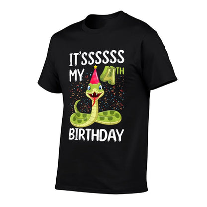 4th Birthday Snake Party 4 Year Old Snake Lover B-day  Vintage-inspired T-Shirt