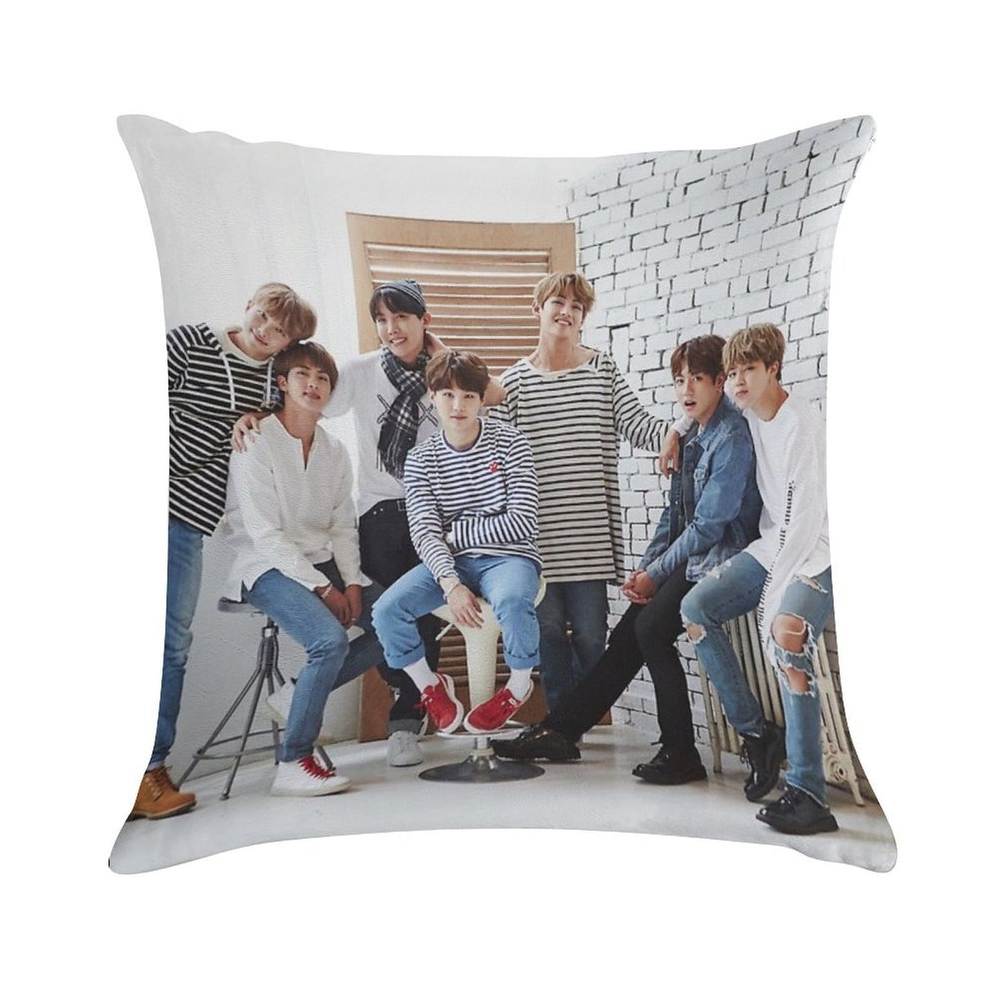 BANGTAN BOYS OT 7 Soft Bedroom Essential Throw Pillow