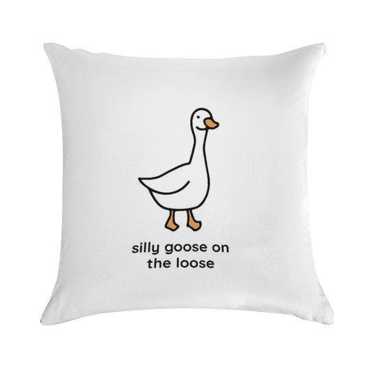 Silly Goose on The Loose Soft Luxury Feel Throw Pillow