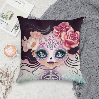 Camila Huesitos - Sugar Skull Soft Durable Construction Throw Pillow