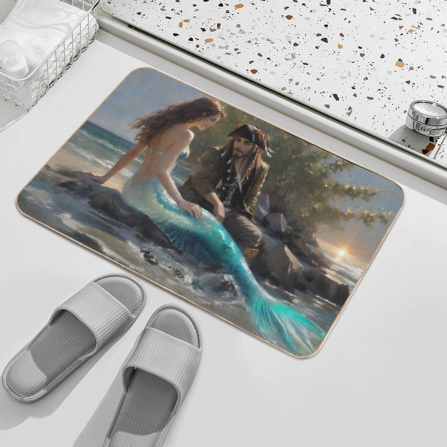 Pirate And Mermaid  Non-Slip Bath Mat