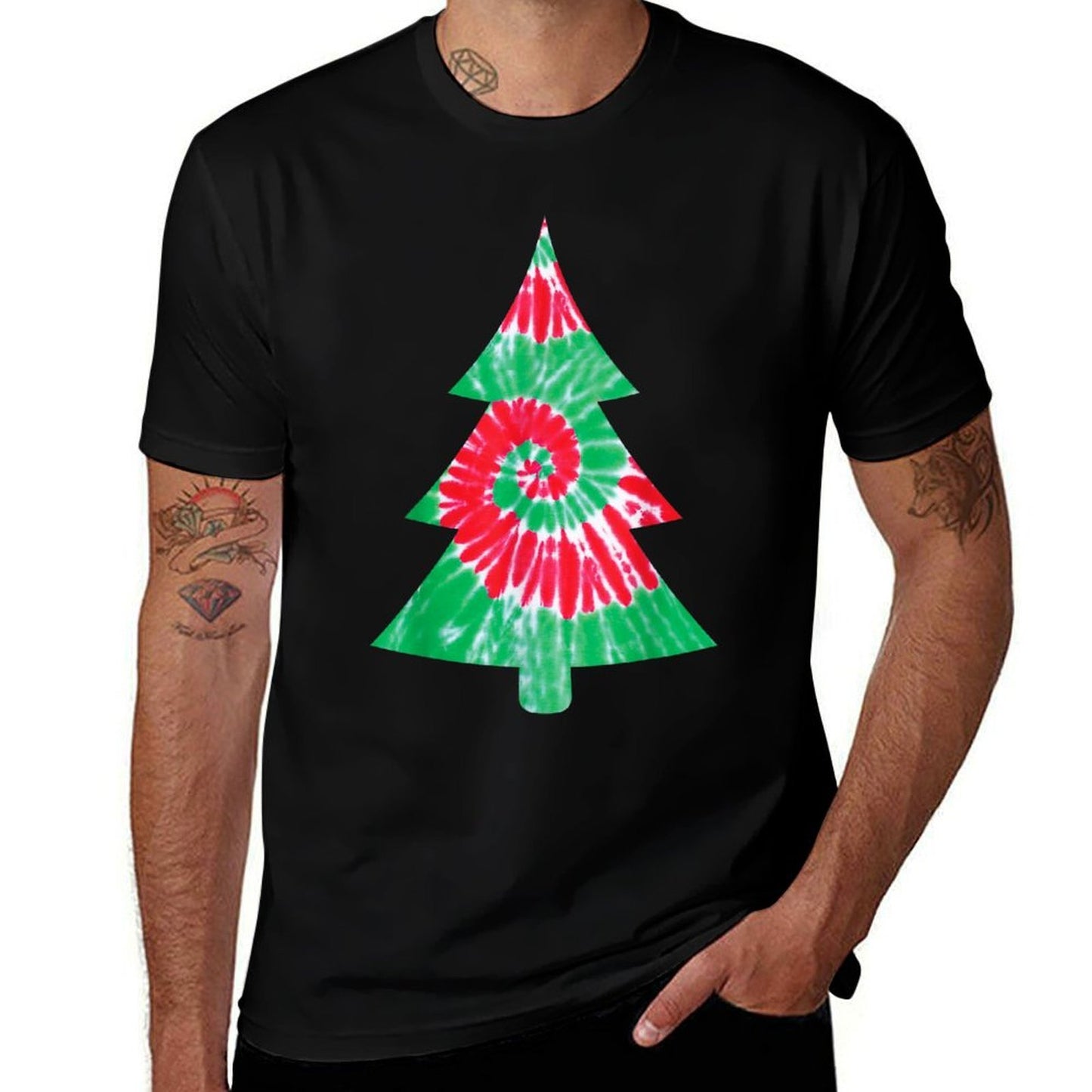 Groovy Christmas Tie Dye Tree T Tye Die Top  High-quality Stitching T-Shirt