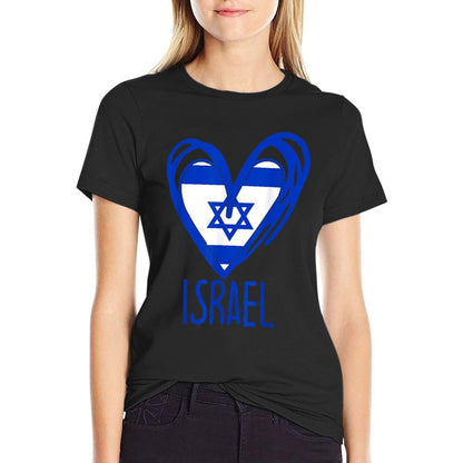 Patriotic Israel Pride Israeli Heart Flag  Lightweight T-Shirt
