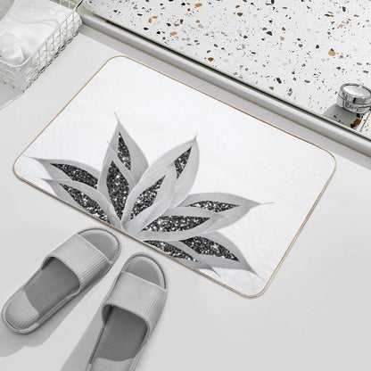 Gray Agave with Black Silver Glam #1 (Photo of Glitter Only - Not Reflective)  Slip-Resistant Bath Mat