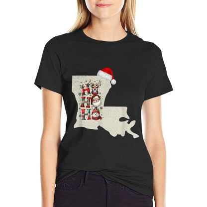 Christmas Louisiana Xmas State Map Louisiana Christmas  Cotton T-Shirt