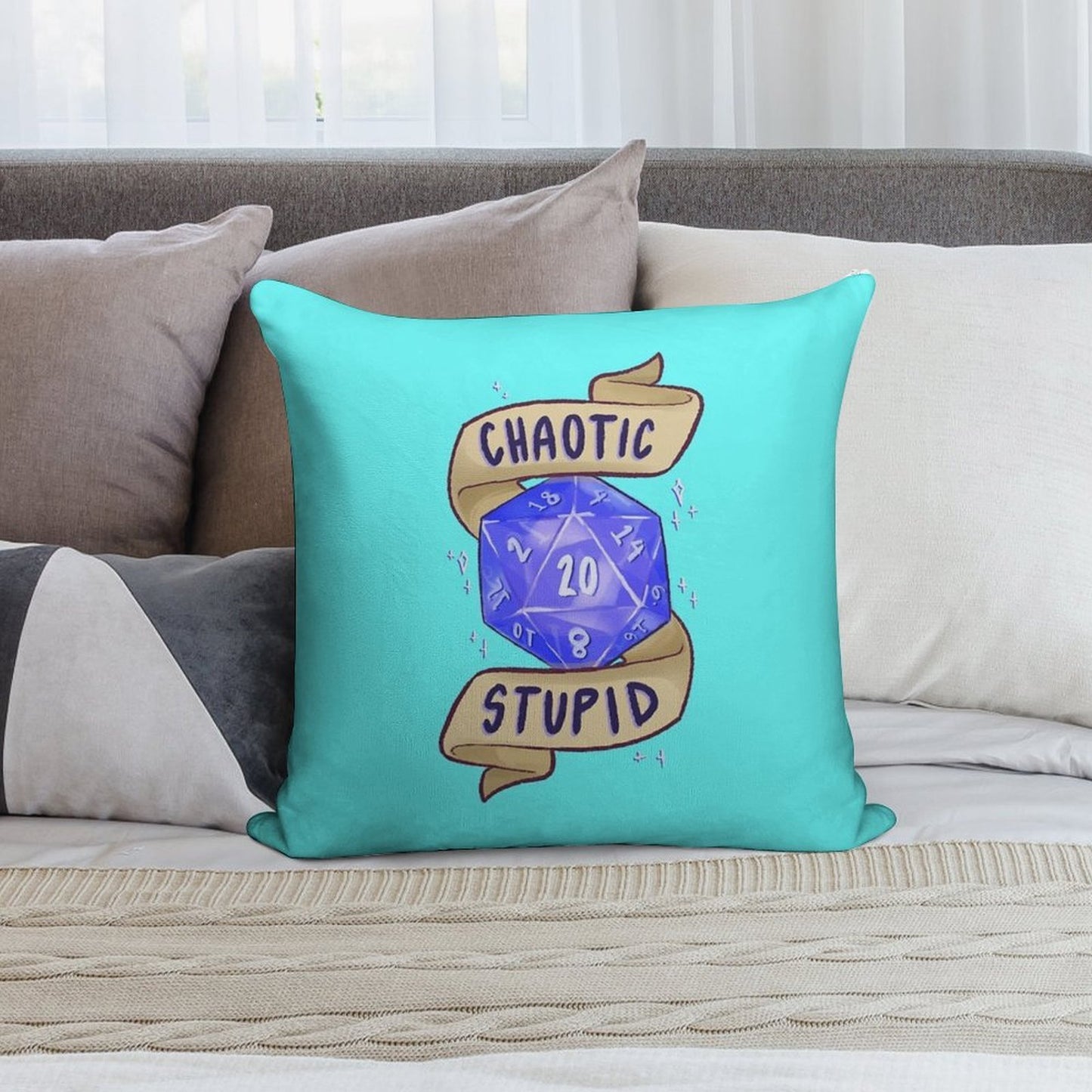 D20 Chaotic Stupid Soft Anti-Pilling Throw Pillow