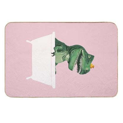 Playful T-Rex in Bathtub Pink  Anti-Trip Bath Mat