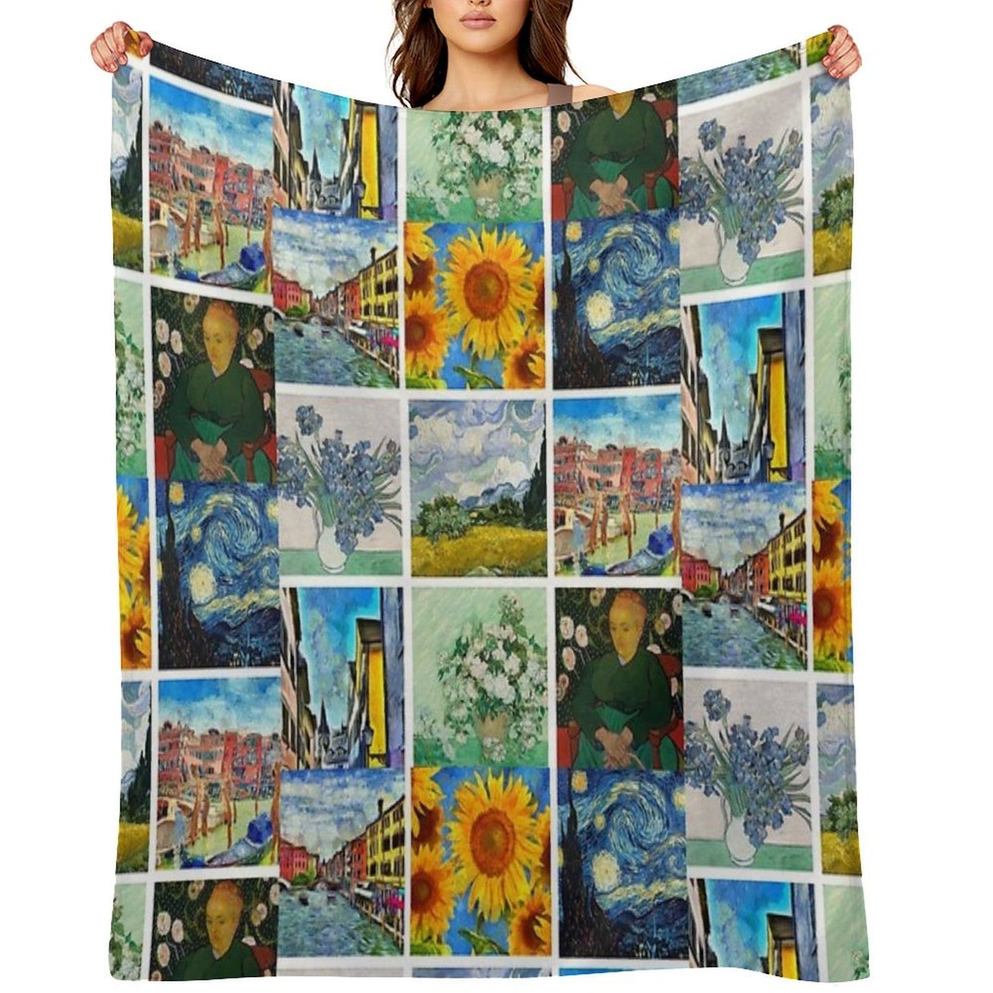 Van Gogh Artwork Collage Eco-conscious Throw Blanket