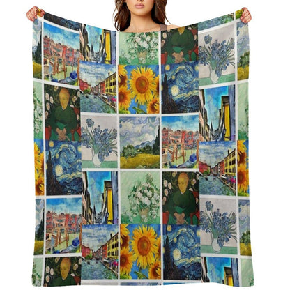 Van Gogh Artwork Collage Eco-conscious Throw Blanket