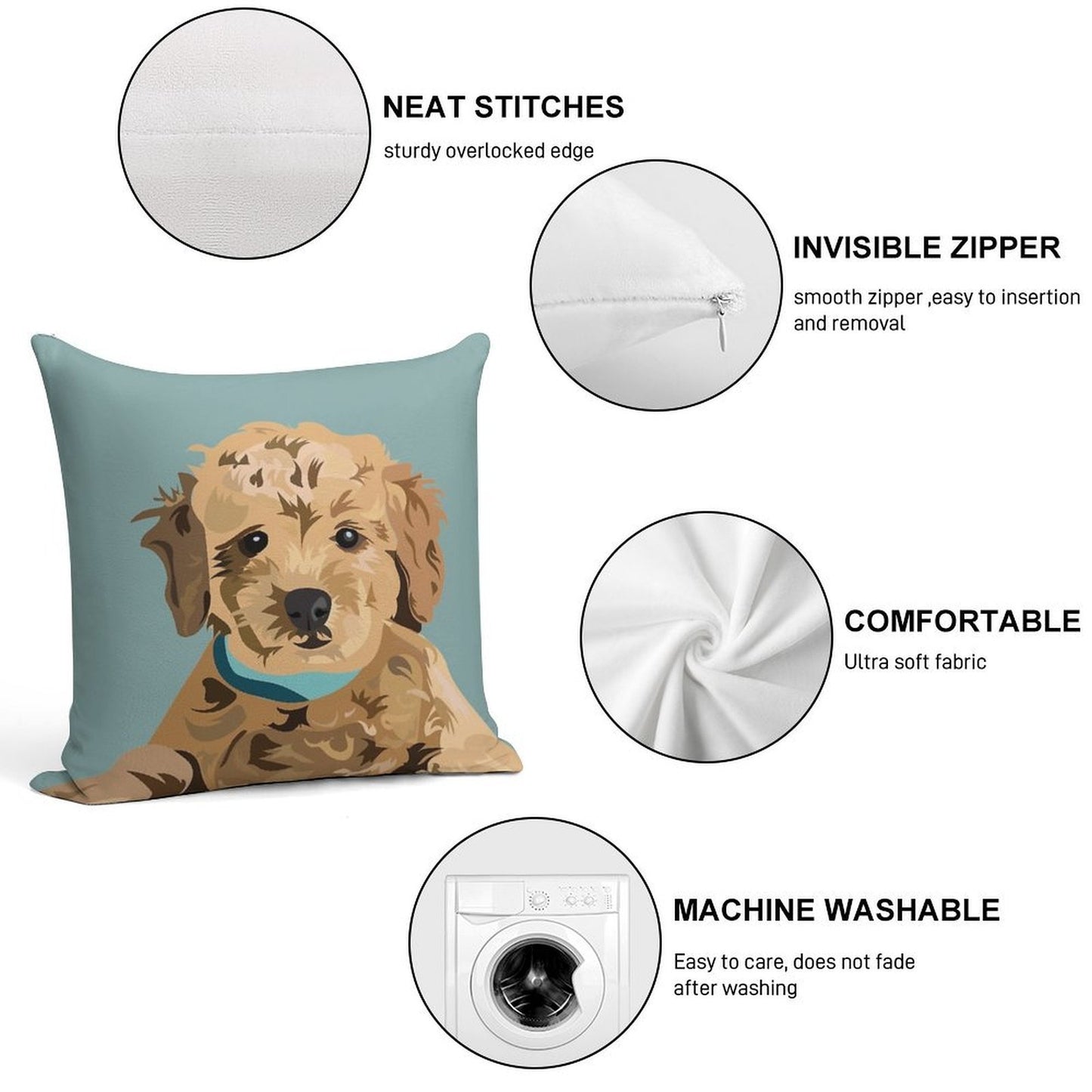 Golden Doodle Soft Bedroom Essential Throw Pillow