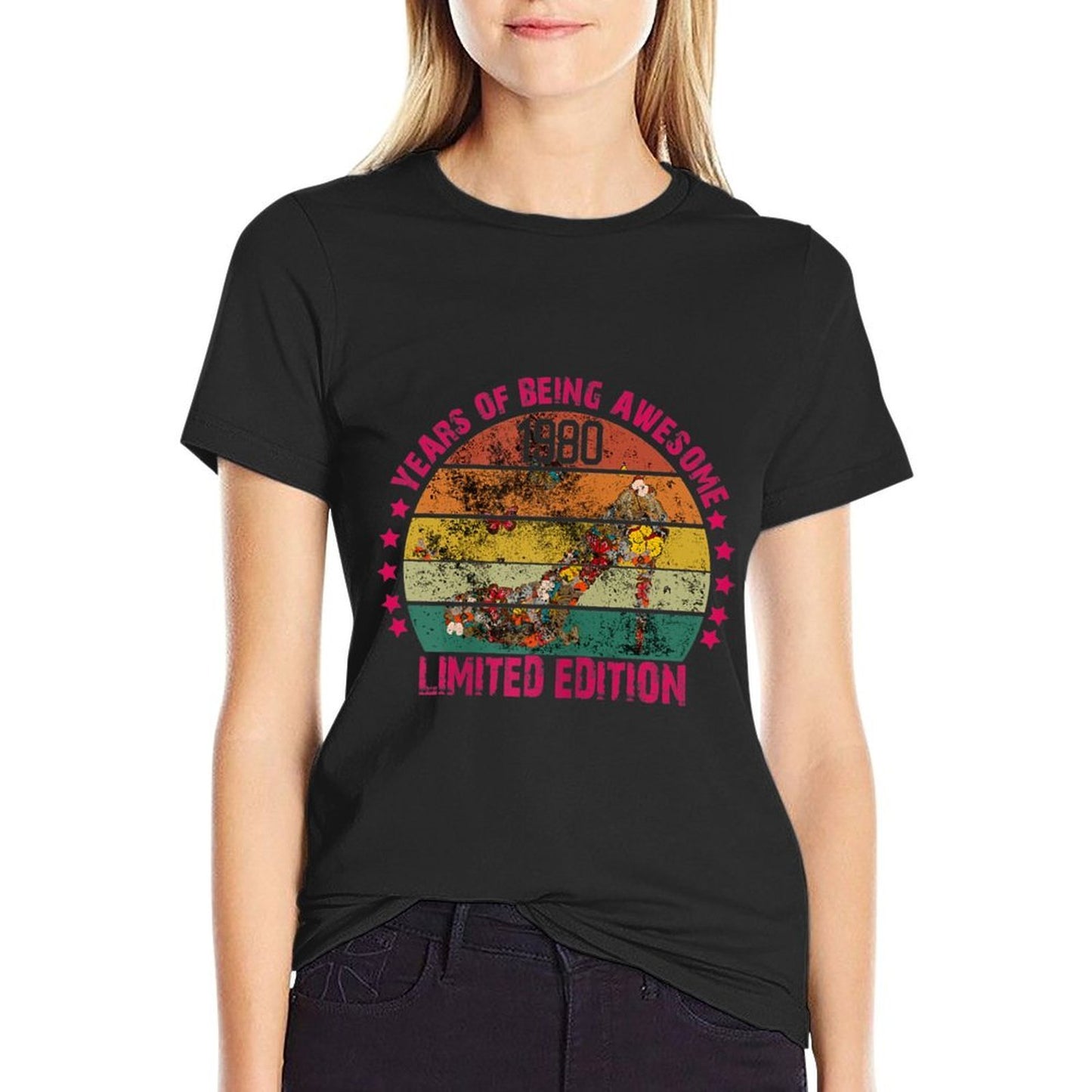 Womens Best Vintage 1980 Adorable Awesome 40th Birthday Gift Women  Trendy Pattern T-Shirt