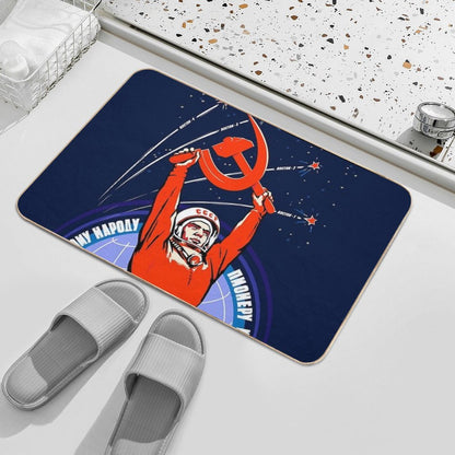 Soviet Propaganda. Yuri Gagarin  Easy To Clean Bath Mat