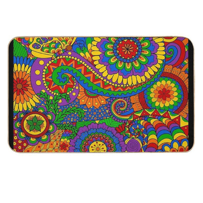 Happy Hippy Psychedelic Rainbow Design  Long-Lasting Bath Mat