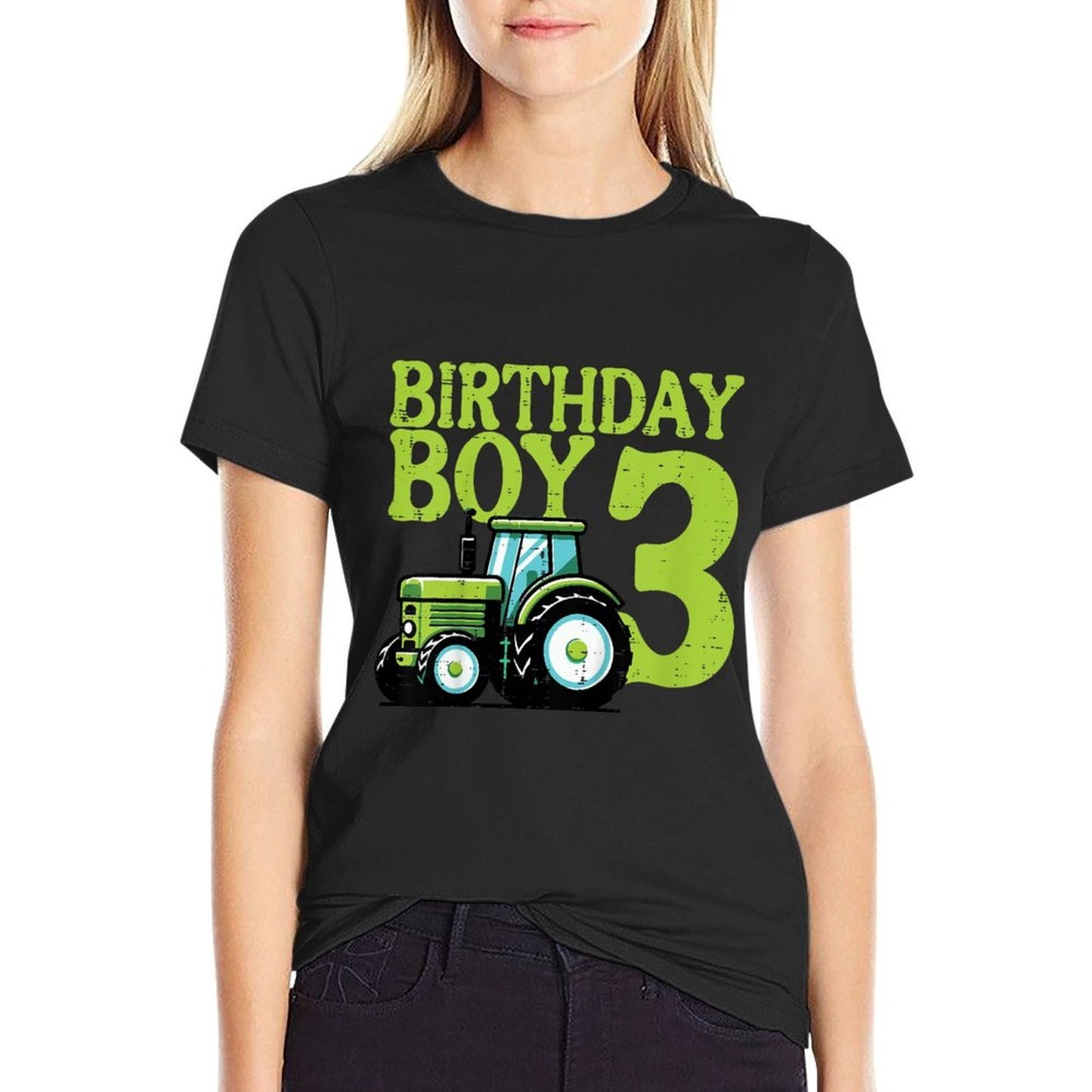 Kids Birthday Boy 3 Tractor 3rd Year Bday Farm Truck Boys Kids  Fade-proof Color T-Shirt