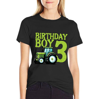 Kids Birthday Boy 3 Tractor 3rd Year Bday Farm Truck Boys Kids  Fade-proof Color T-Shirt