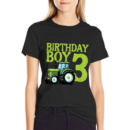 Kids Birthday Boy 3 Tractor 3rd Year Bday Farm Truck Boys Kids  Fade-proof Color T-Shirt