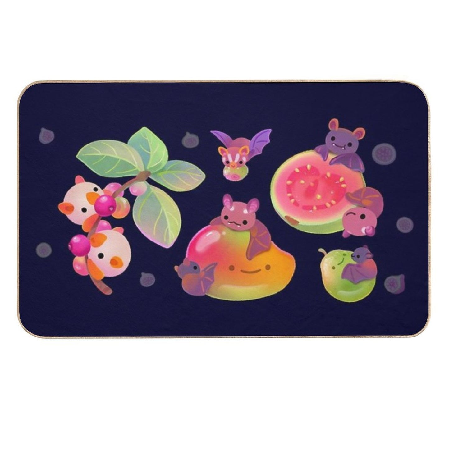 Fruit And Bat - Dark  Stain-Proof Bath Mat