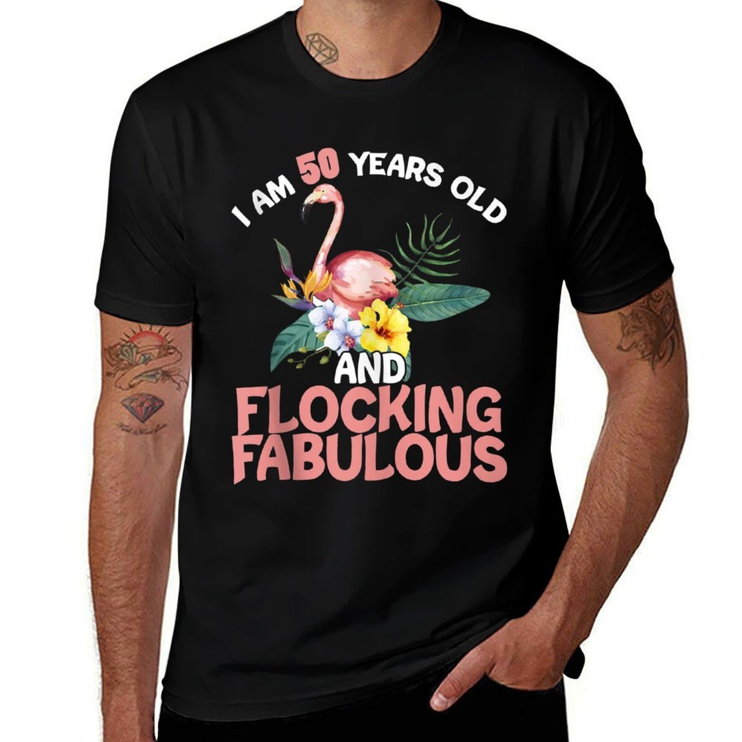 I Am 50 Years Old & Flocking Fabulous 50th Birthday Flamingo  Vintage-inspired T-Shirt