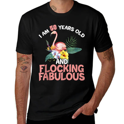 I Am 50 Years Old & Flocking Fabulous 50th Birthday Flamingo  Vintage-inspired T-Shirt