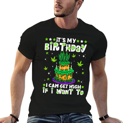 Funny Birthday Cannabis Marijuana 420 Cake Youth Dad  Summer-ready Fabric T-Shirt
