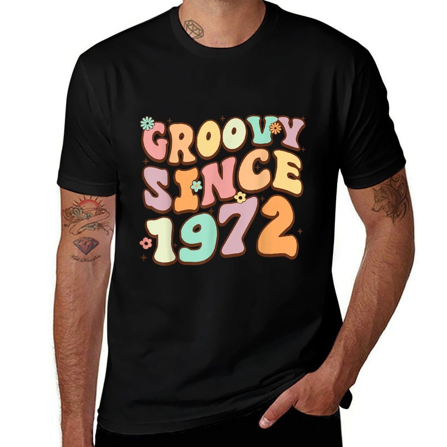 Groovy Awesome Since 1972 50 Years Old Funny 50th Birthday  Relaxed-fit T-Shirt