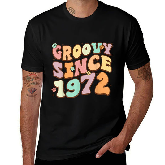 Groovy Awesome Since 1972 50 Years Old Funny 50th Birthday  Relaxed-fit T-Shirt