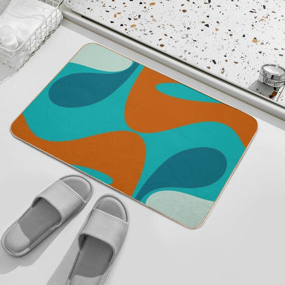 Groove Trip Teal Orange Turquoise Abstract Pattern  Toxin-Free Bath Mat