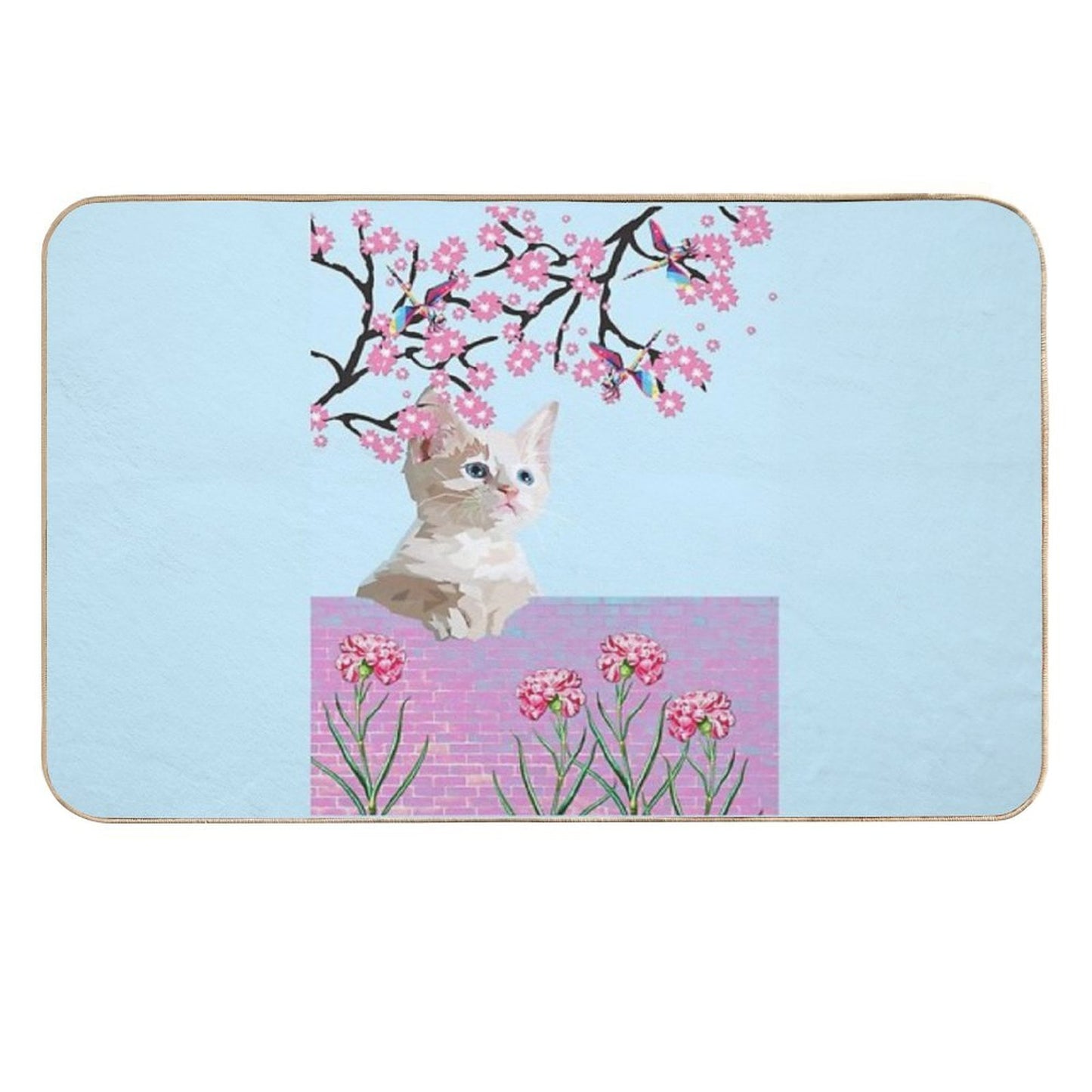 KITTY CAT AND DRAGONFLIES  Non-Slip Bath Mat