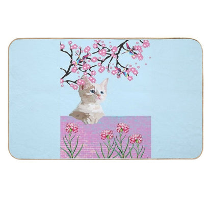 KITTY CAT AND DRAGONFLIES  Non-Slip Bath Mat