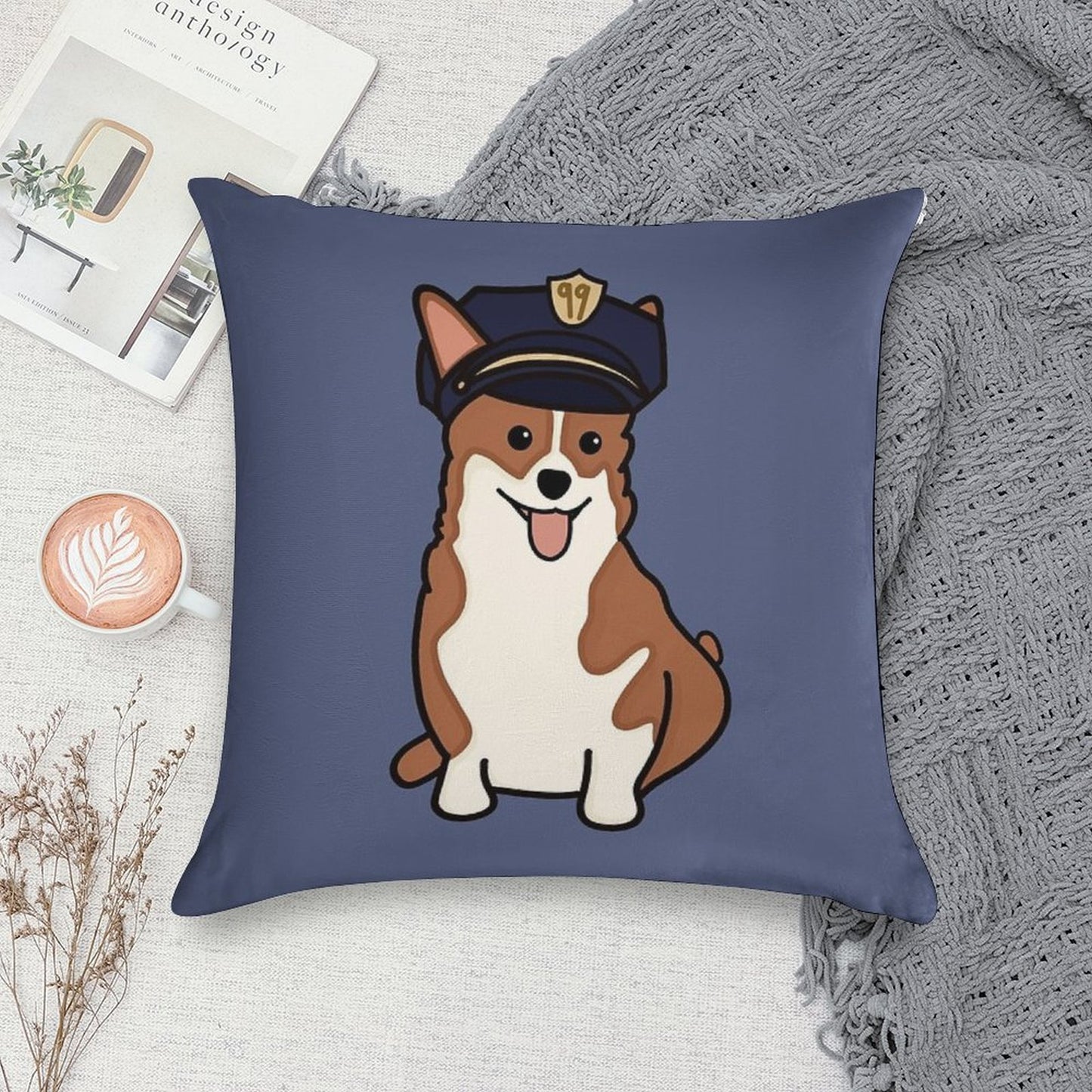 Cheddar with Police Hat Soft Ultra-Soft Texture Throw Pillow