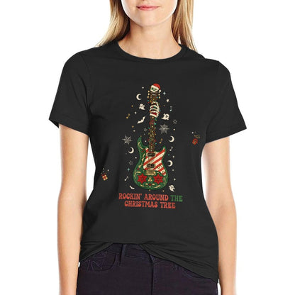 Rockin’ Skeleton Guitar Christmas Funny Holiday  Lightweight T-Shirt