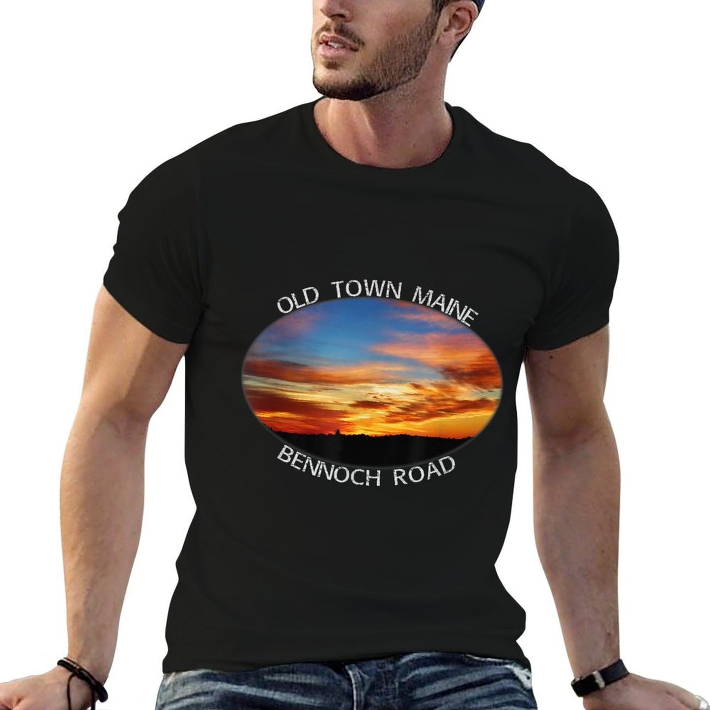 Old Town, Maine Magic Hour Early Morning Twilight Sky  Trendy Pattern T-Shirt