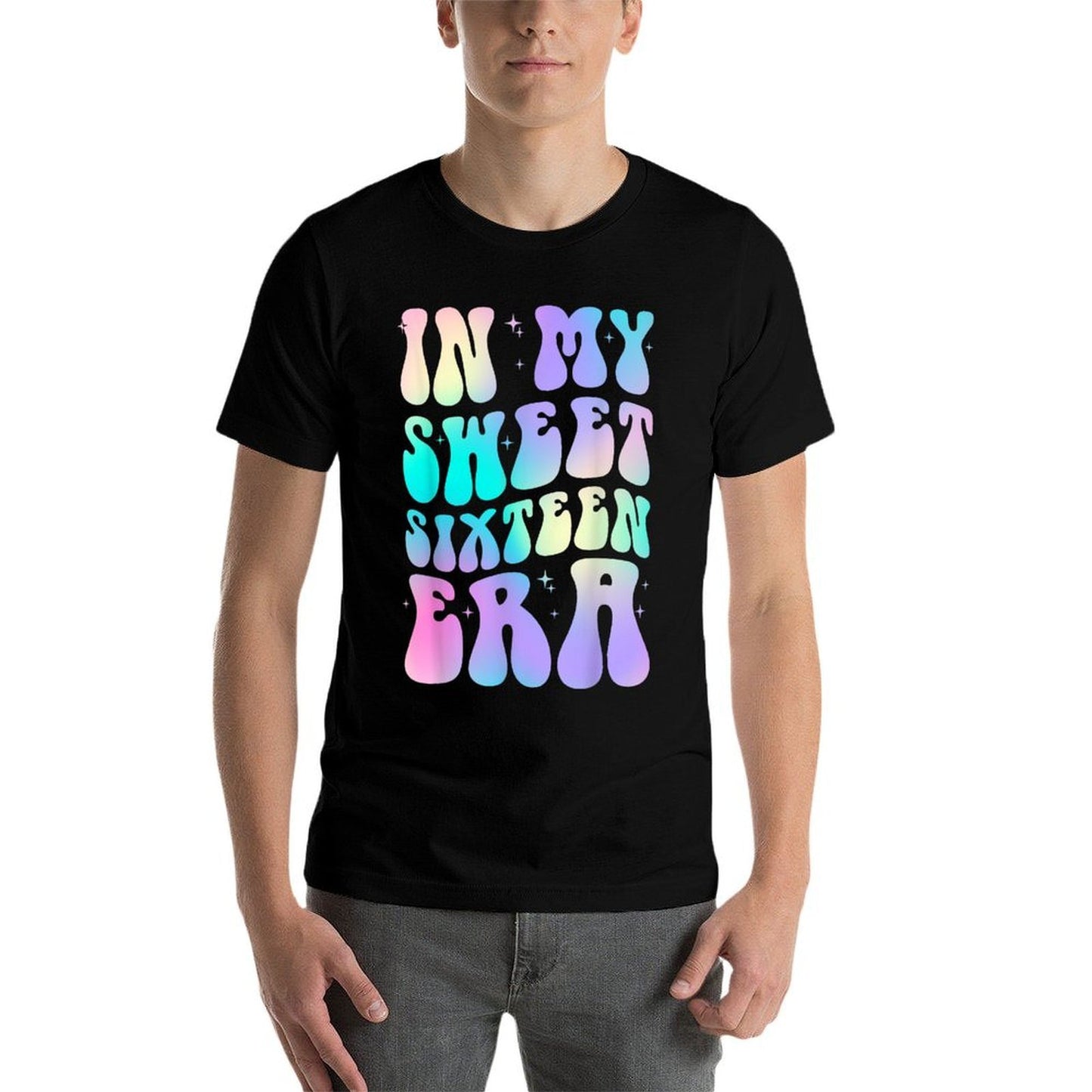 In My Sweet Sixteen Era 16th Birthday Version Groovy Tie Dye  Rolled Sleeves T-Shirt