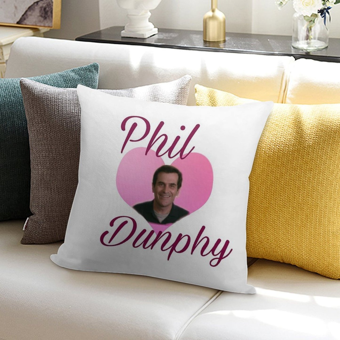 Modern Family Phil Dunphy Heart Meme Soft Home Decor Throw Pillow