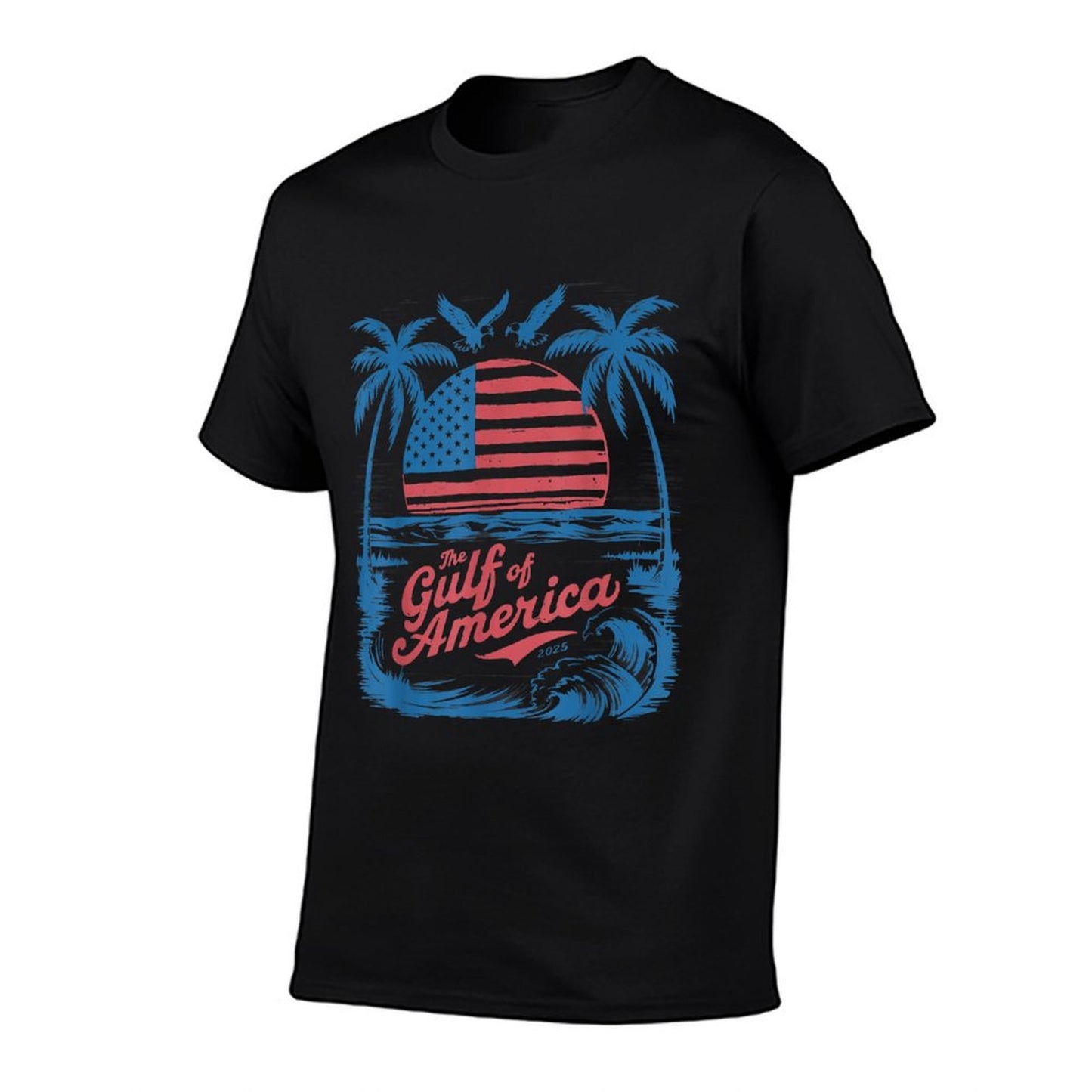 America Gulf-Of-US Retro Vintage Beach USA Flag Men Women Eco-friendly Material T-Shirt
