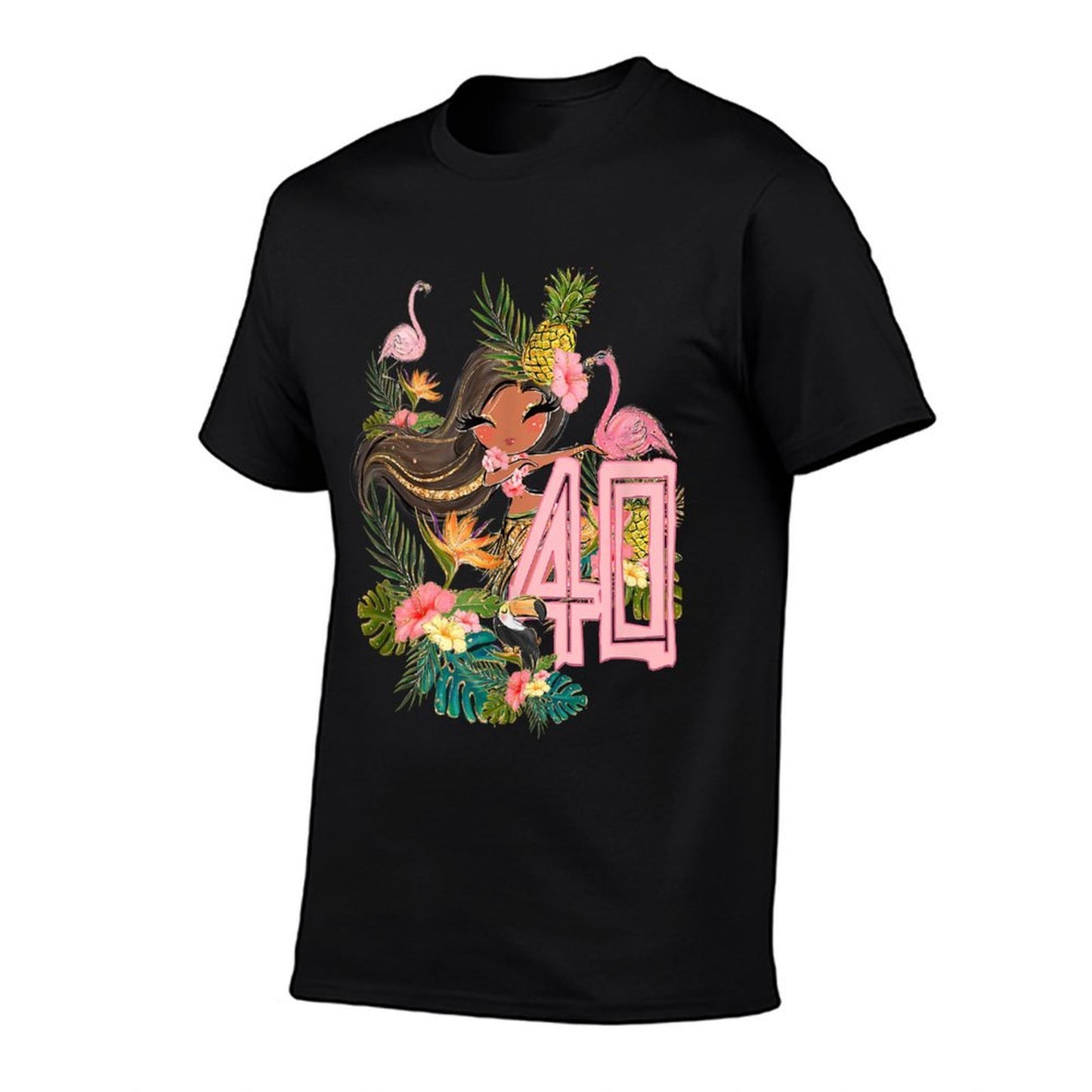 40th Birthday Tiki Party Pool Summer Hula Hawaiian Luau  Heathered Texture T-Shirt