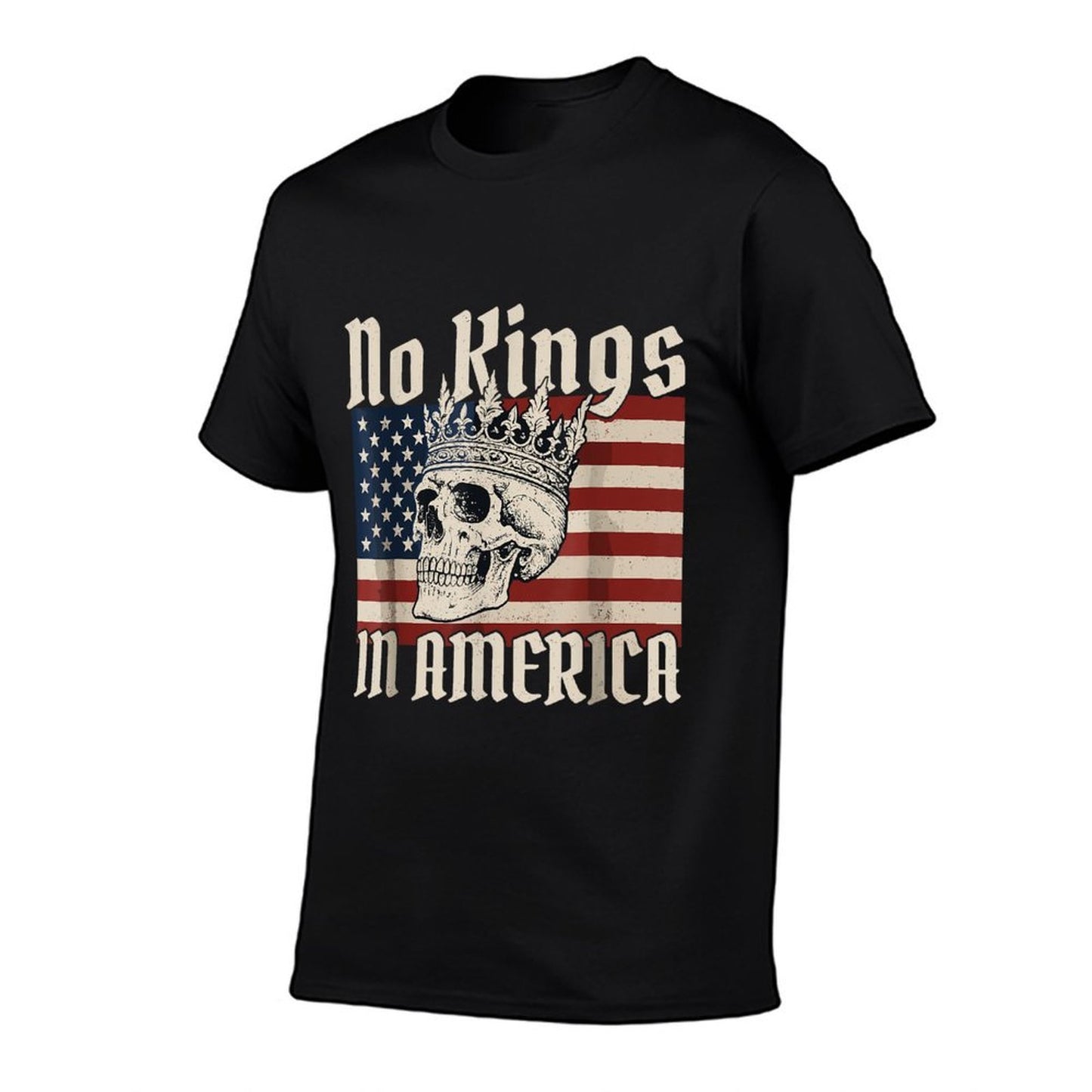 No Kings in America Skull American Flag King Skull  Odor-resistant T-Shirt