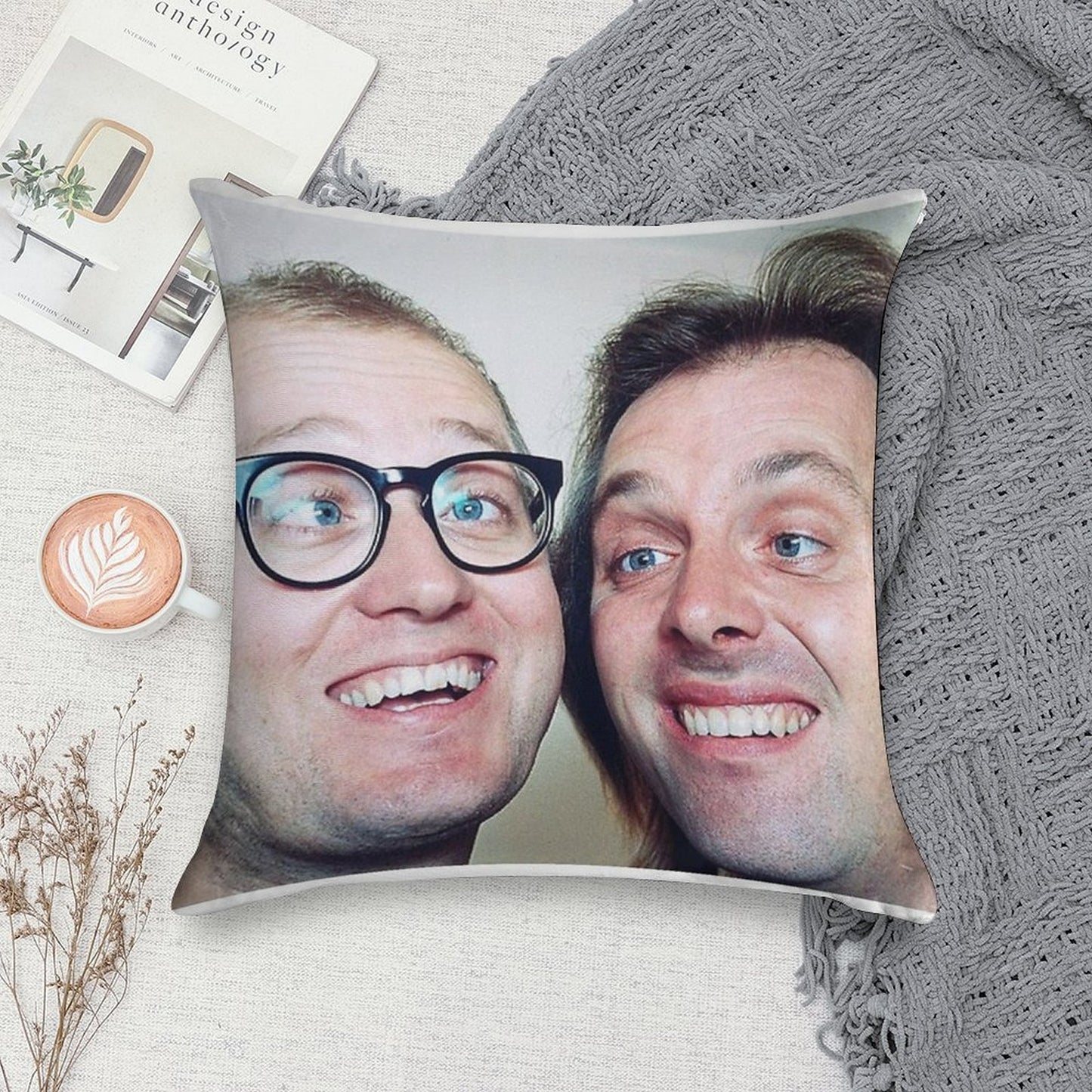 Ade Edmondson And Rik Mayall Soft Short Plush Fabric Throw Pillow