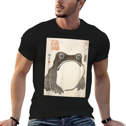 The Art of Print by MCMA - Digitally Enhanced Art Grumpy Frog Japanese Art - Unisex AdultsKids - Black - - S Fade-proof Color T-Shirt