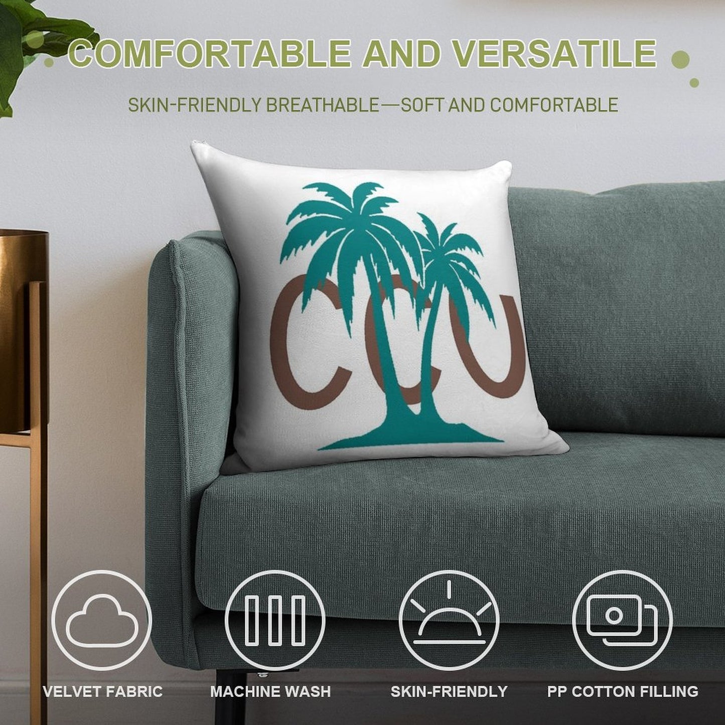 Coastal Carolina Soft Shrink-Resistant Throw Pillow