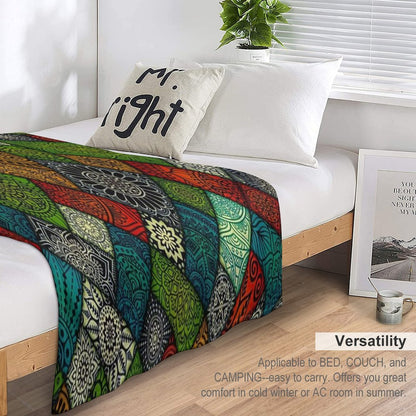 Colourful Geometric Floral Pattern Durable Throw Blanket