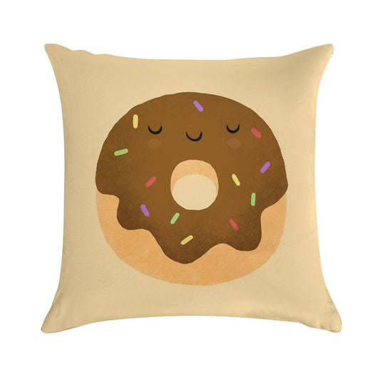 Sleepy Chocolate Donut Soft Ultra-Soft Texture Throw Pillow