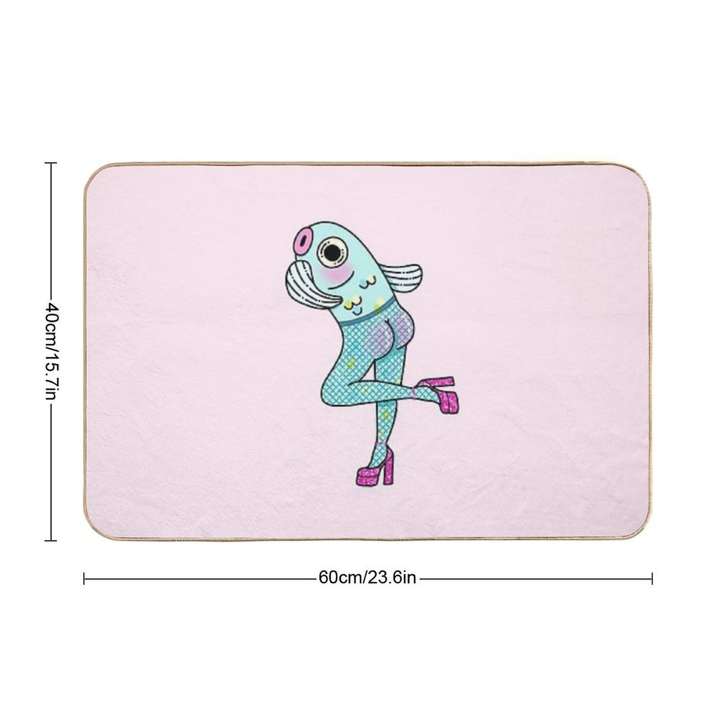 Fish-Nets (Reverse Mermaid) Pink Version Durable Bath Mat